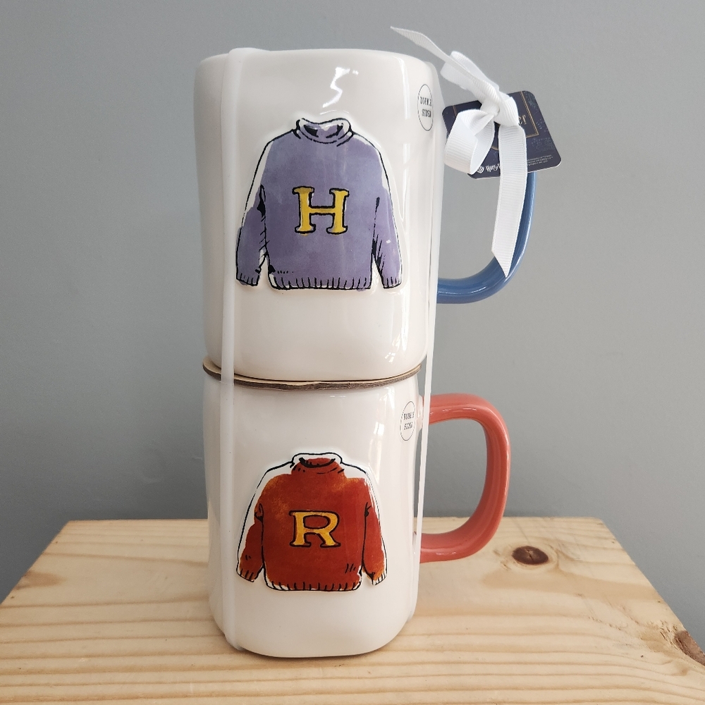 Rae Dunn Hogwarts Harry Potter Sweater Best Mates Ceramic Mug Set NWT